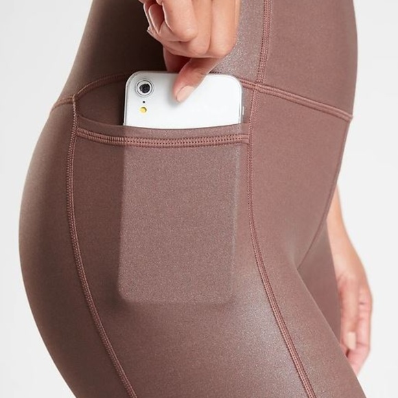 NWOT Athleta Brown Shimmer Inclination Leggings - Picture 3 of 8